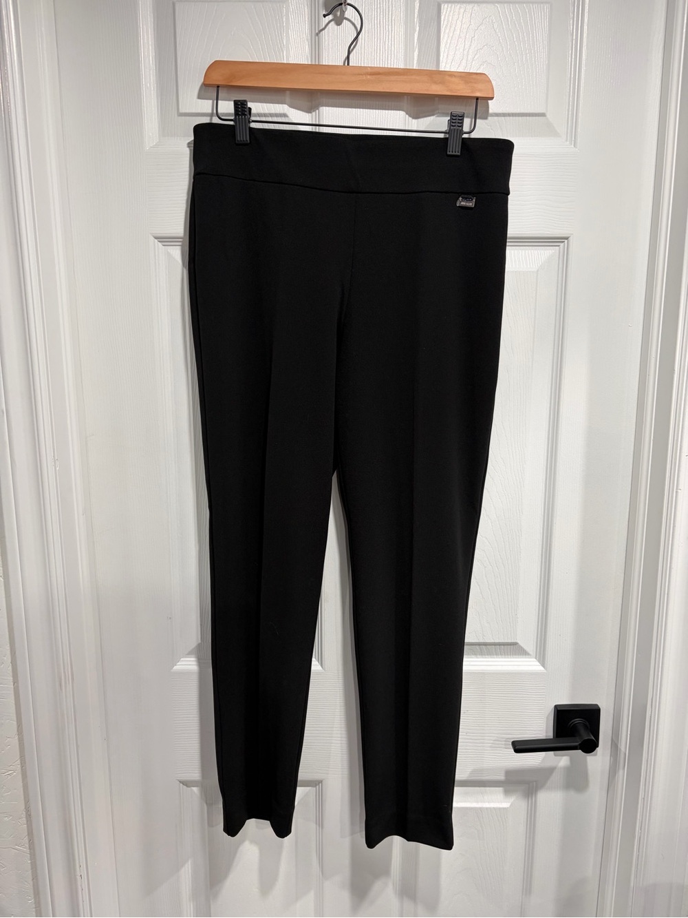 Anne Klein Black Stretch Ponte Slim Leg Skinny Pants Elastic Waist
